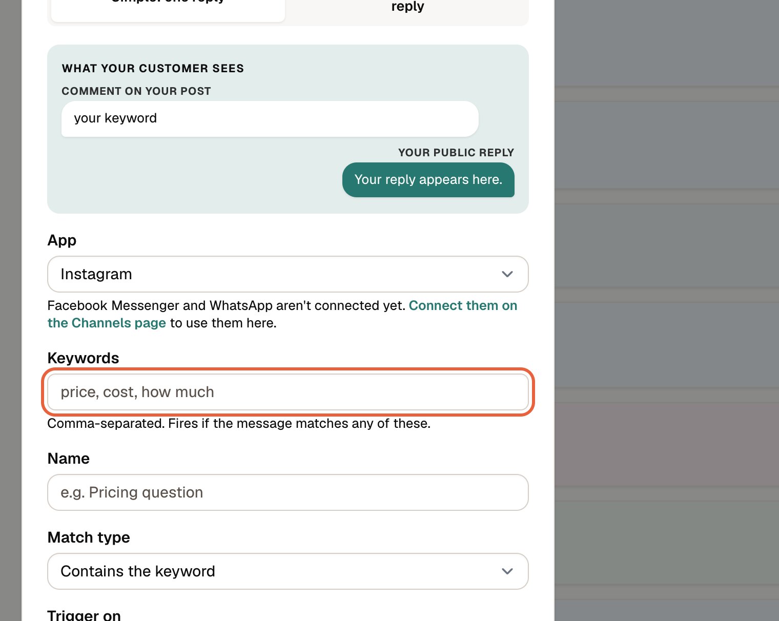 Step 3: the New automation form