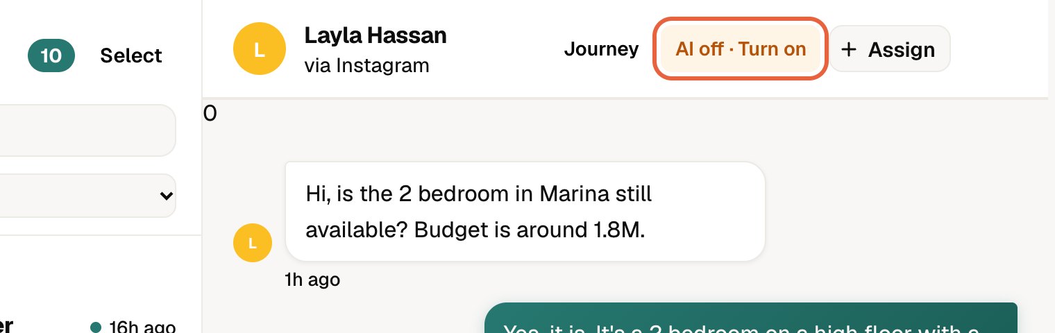 AI off · Turn on: press it to resume